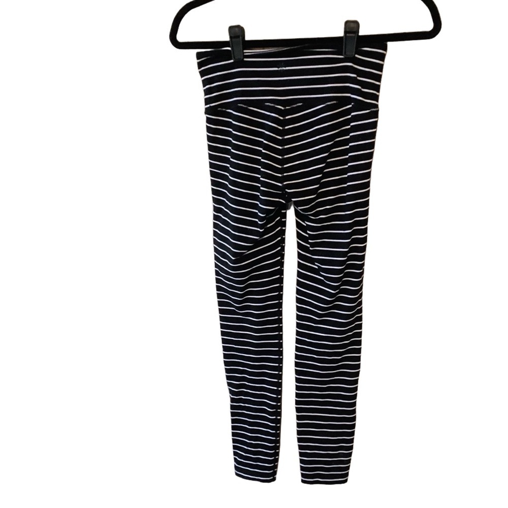 Athleta Black and White Striped Leggings XS Nylon/Spandex - Picture 2 of 9